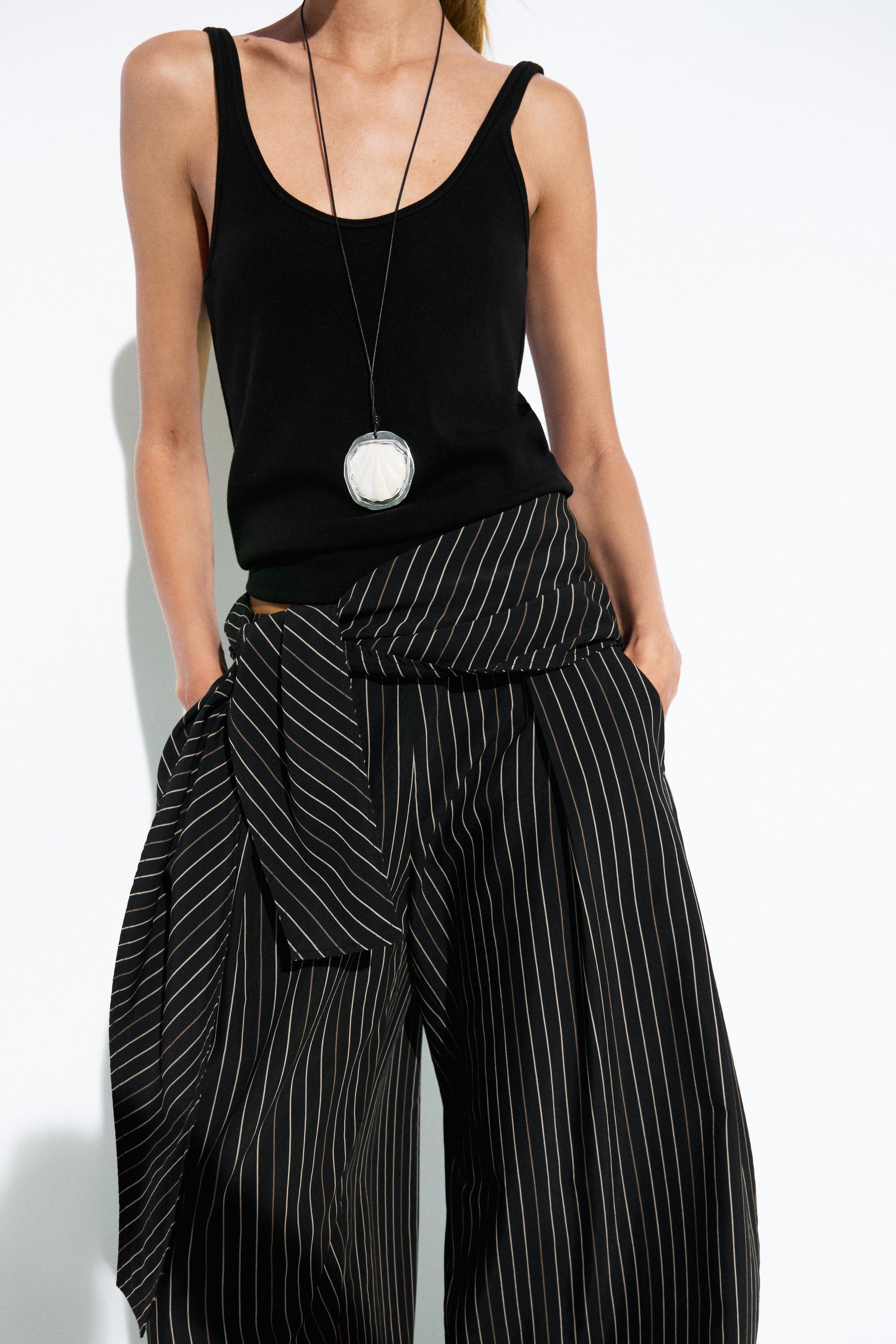 Pantalon barrel fit rayures avec foulard